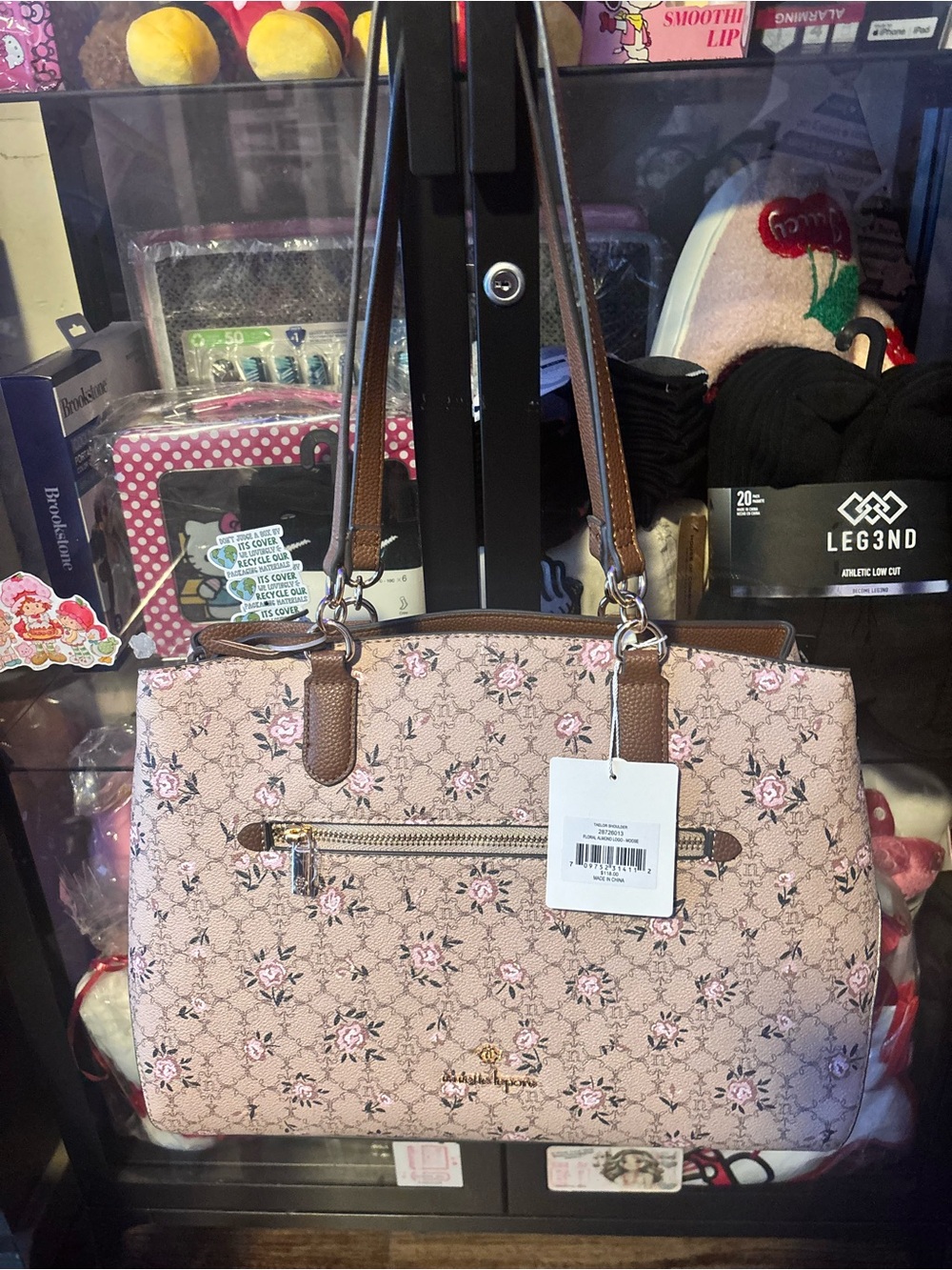Nanette Lenore Pink Floral Tote with Brown Handles